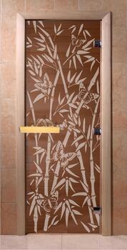 Дверь DoorWood стекло Бронза 190х70 «Бамбук и бабочки» (коробка ольха) 