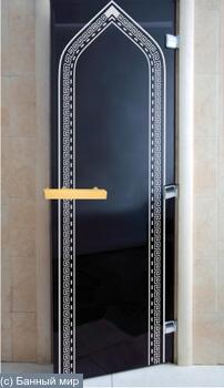 Дверь DoorWood стекло Черный жемчуг 190х70 Восточная арка (коробка береза)
