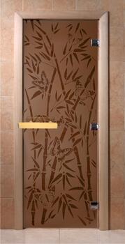 Дверь DoorWood стекло Бронза матовое 190х70 «Бамбук и бабочки» (коробка ольха) 